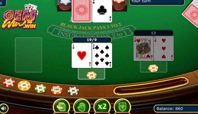 Hướng dẫn chơi Blackjack Gemwin sử dụng bảng biểu đồ