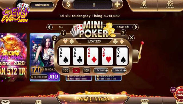 Cách chơi mini Poker gemwin chi tiết cho newbie